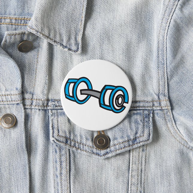 Badge Rond 7,6 Cm Cool Dumbbell Fitness Blue and Grey Graphisme (Créateur téléchargé)