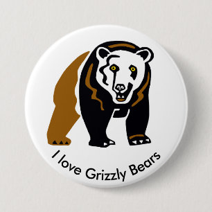 Badge Rond 7,6 Cm Cool J'aime les ours GRIZZLY - Bouton