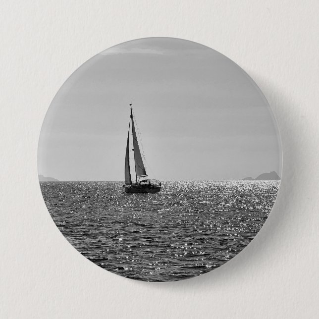 Badge Rond 7,6 Cm Cool photo moderne bateau à voile en été (Devant)