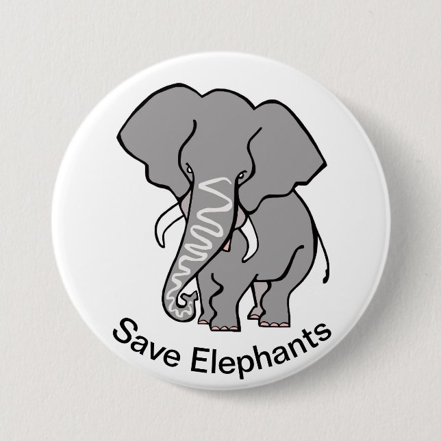 Badge Rond 7,6 Cm Cool Save ELEPHANTS - Graphique animal en voie de  (Devant)