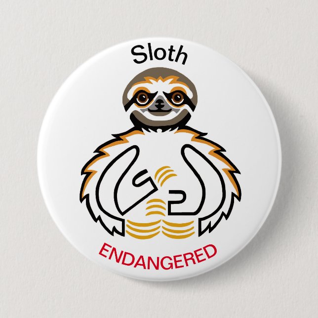 Badge Rond 7,6 Cm Cool - SLOTH - Graphique animal en voie de dispari (Devant)