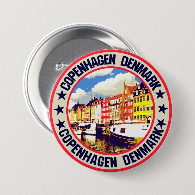 Badge Rond 7,6 Cm Copenhague (Devant & derrière)