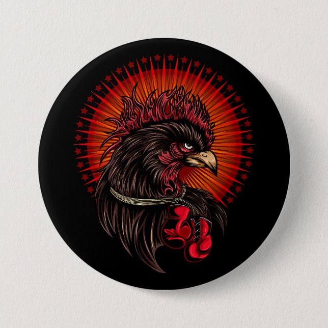 Badge Rond 7,6 Cm Coq de boîte (Devant)