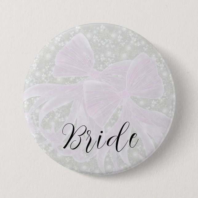 Badge Rond 7,6 Cm Coquette Pink sheer bows-Brides Button (Devant)