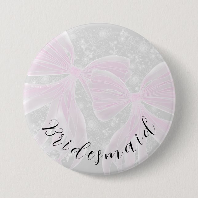 Badge Rond 7,6 Cm Coquette pink sheer bows- Bridesmaid (Devant)