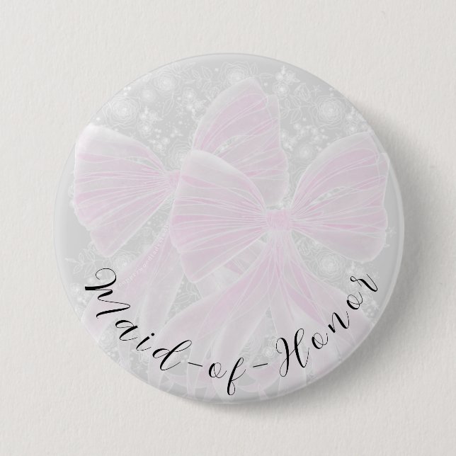 Badge Rond 7,6 Cm Coquette pink sheer bows-Maid-of-Honor (Devant)