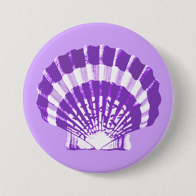 Badge Rond 7,6 Cm Coquillage - violet et blanc (Devant)