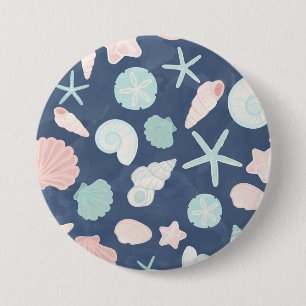 Badge Rond 7,6 Cm Coquillages Côtiers Plage & Océan Design