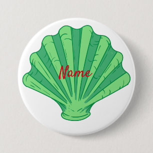 Badge Rond 7,6 Cm Coquille de pétoncle vert Sage Thunder_Cove
