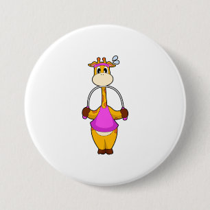 Badge Rond 7,6 Cm Corde Fitness Giraffe