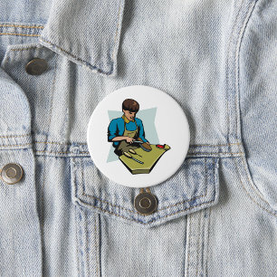 Badge Rond 7,6 Cm Cordonnier Réparateur de Chaussures Bottier Vintag
