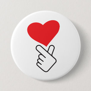 Badge Rond 7,6 Cm Corée v doigt, wave ou main coréenne. K-pop