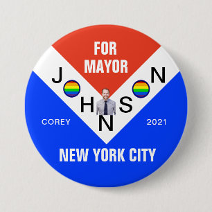 Badge Rond 7,6 Cm Corey Johnson pour le maire de New York 2021