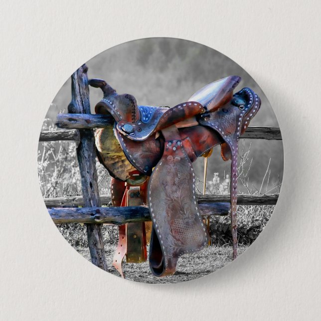 Badge Rond 7,6 Cm Corral Fence Western (Devant)