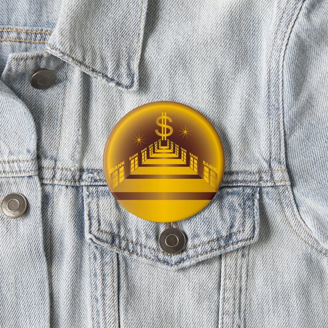 Badge Rond 7,6 Cm Corridor de la Banque d'or - Finances du dollar (Créateur téléchargé)
