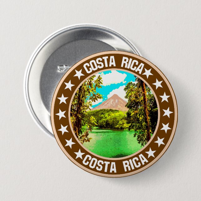 Badge Rond 7,6 Cm Costa Rica (Devant & derrière)