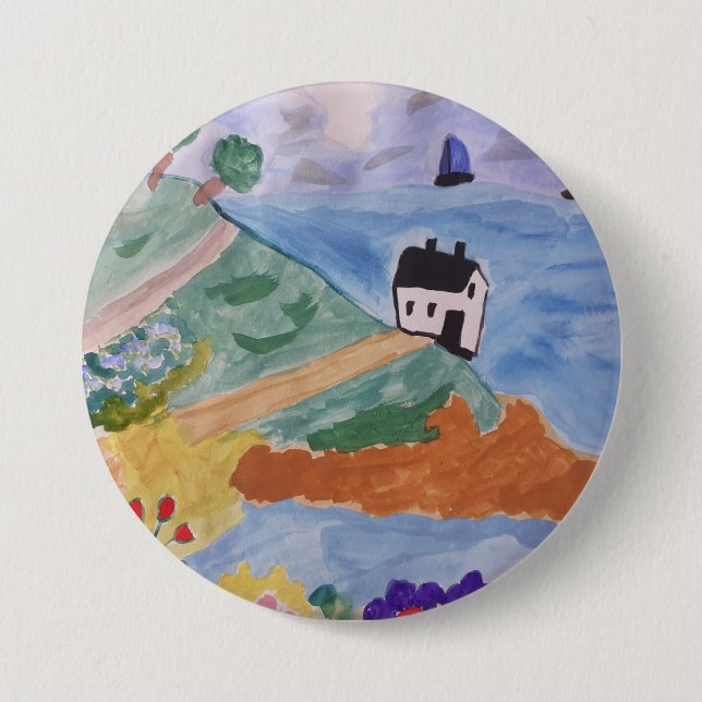 Badge Rond 7,6 Cm Côte d'été & Fleurs (Devant)