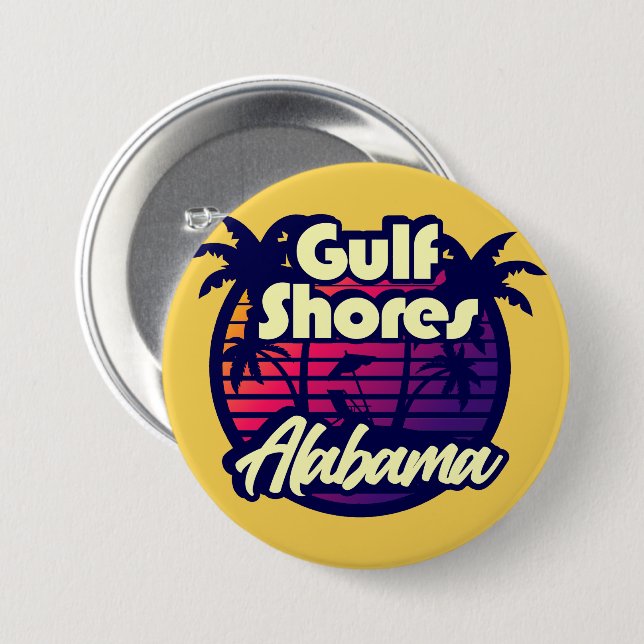 Badge Rond 7,6 Cm Côte du Golfe Alabama (Devant & derrière)