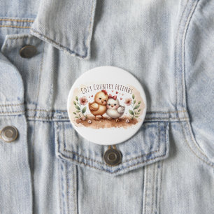 Badge Rond 7,6 Cm Cottagecore Aquarelle Duo de Poussin Fantaisiste