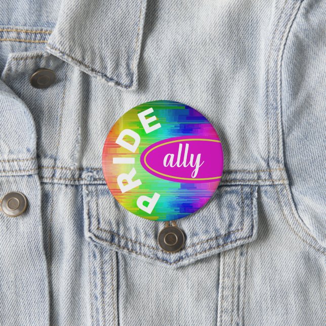 Badge Rond 7,6 Cm Couleurs arc-en-ciel Ally de fierté (En situation)