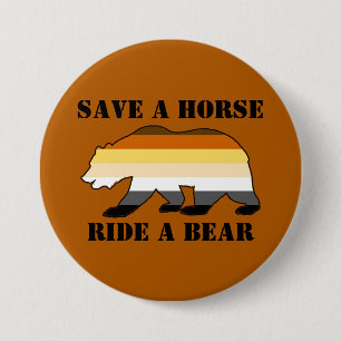 Badge Rond 7,6 Cm Couleurs de Gay Bear Sauver un cheval monter un ou