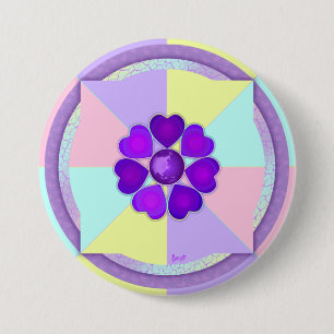 Badge Rond 7,6 Cm Couleurs pastel & coeurs violets battre