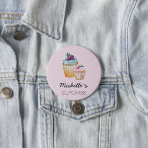 Badge Rond 7,6 Cm Coupe Cute Gâteaux Et Fruits Aquarelle