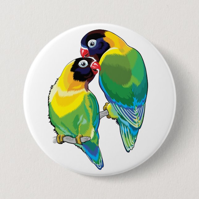 Badge Rond 7,6 Cm couple d'oiseaux de mer masqués (Devant)