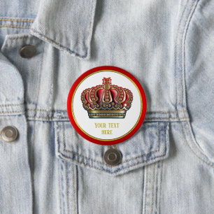 Badge Rond 7,6 Cm Couronne de la Croix Royale - Bleu Or