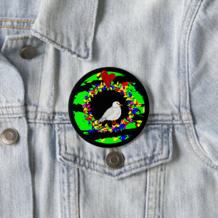 Badge Rond 7,6 Cm Couronne de Noël Punk Seagull