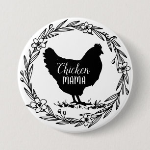 Badge Rond 7,6 Cm Couronne décorative de la maman de poulet
