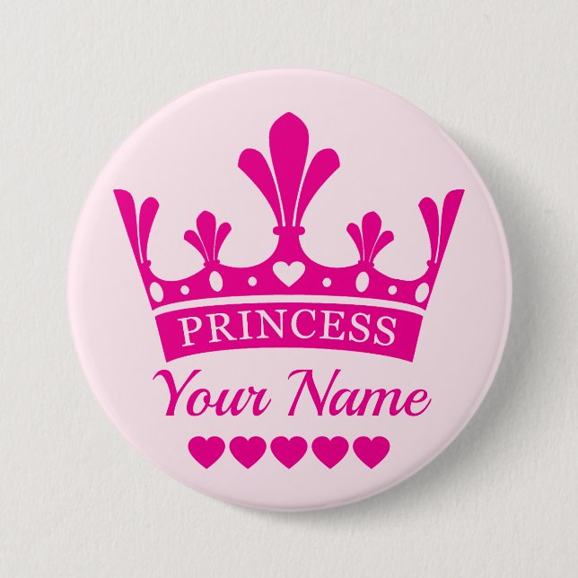 Badge Rond 7,6 Cm Couronne rose princesse (Devant)
