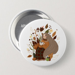 Badge Rond 7,6 Cm Cozy Autumn Girl