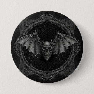 Badge Rond 7,6 Cm Crâne de chauve-souris Gothique foncé, Ai Généré D