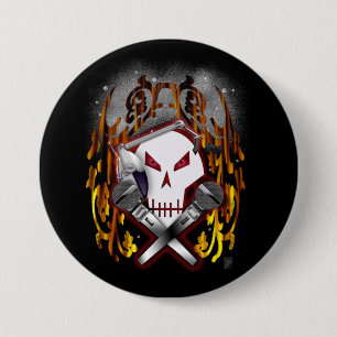 Badge Rond 7,6 Cm crâne et os croisés DJ