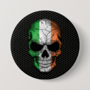 Badge Rond 7,6 Cm Crâne irlandais de drapeau sur le graphique en