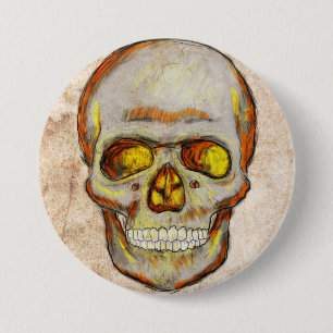 Badge Rond 7,6 Cm Crâne tiré à la main