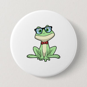 Badge Rond 7,6 Cm Cravate de lunettes pour étudiants Nerd grenouille