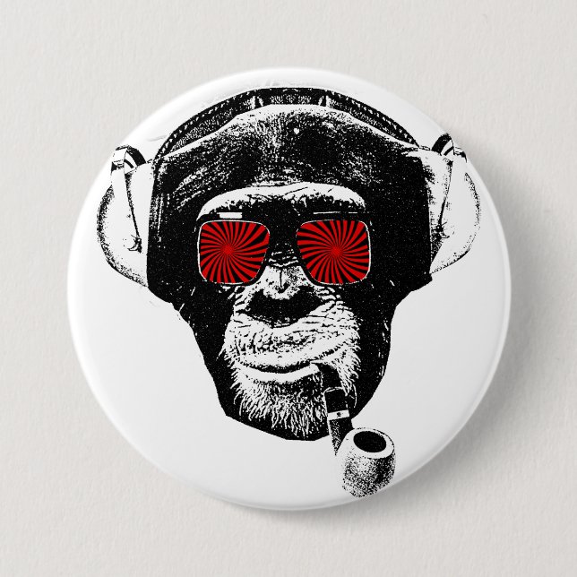 Badge Rond 7,6 Cm crazy monkey (Devant)