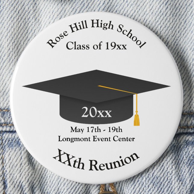 Badge Rond 7,6 Cm Create-Your-Own Mortarboard Class Reunion Button (Créateur téléchargé)