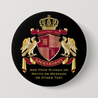 Badge Rond 7,6 Cm Créez votre propre blason d'armoiries d'aigle roug