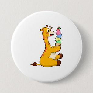 Badge Rond 7,6 Cm Crème glacée Giraffe gaufre