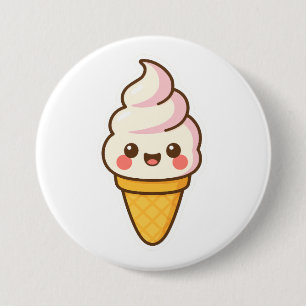 Badge Rond 7,6 Cm Crème glacée Kawaii douce