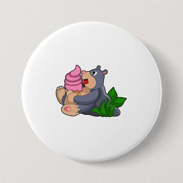 Badge Rond 7,6 Cm Crème glacée Mole avec gaufre (Devant)