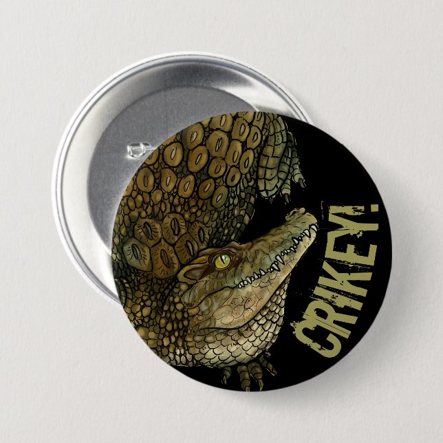 Badge Rond 7,6 Cm Crique de crocodile ! (Devant & derrière)