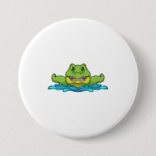 Badge Rond 7,6 Cm Crocodile à nager dans l'eau