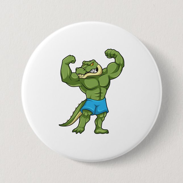 Badge Rond 7,6 Cm Crocodile comme Bodybuilder extrême (Devant)