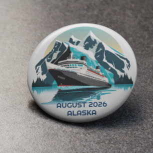 Badge Rond 7,6 Cm Croisière Navire Océan Alaska mountain