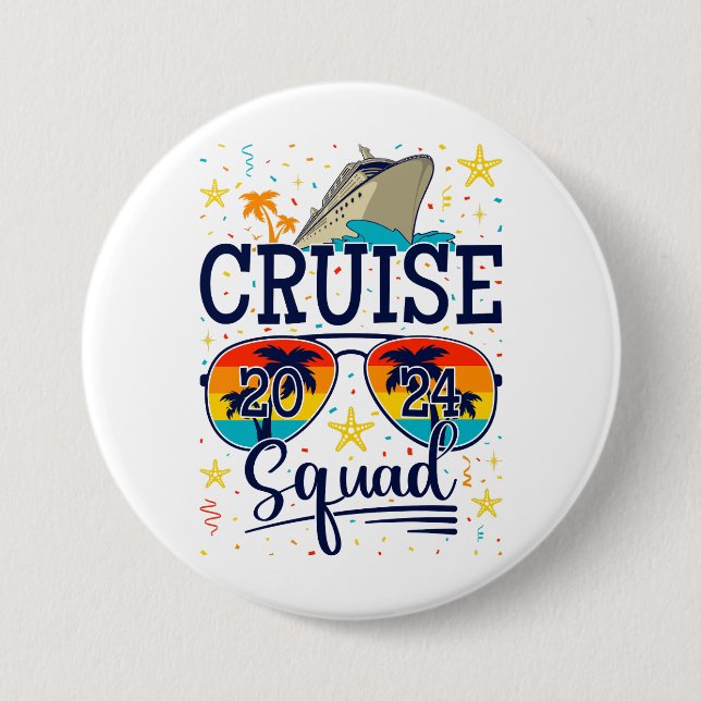 Badge Rond 7,6 Cm Croisière Squad 2024 Croisière Vacances Round (Devant)