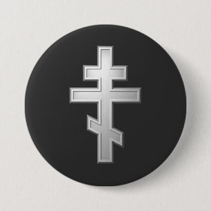 Badge Rond 7,6 Cm croix orthodoxe